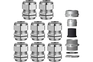 YOYIAG Presse-étoupe étanche en métal PG7 : presse-étoupe en acier inoxydable 8 pièces Connecteur de câble IP68 classe étanche pour connecteur de câble 3-6,5 mm