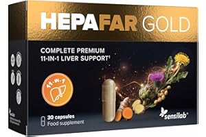 ‎SENSILAB Hepafar Gold mit Mariendistel, Kurkuma, Glutathion, Artischocke, Löwenzahn, Cholin, Ingwer, Zink, Selen und Vitamin E – Nahrungsergänzungsmittel für die Leber, 30 Kapseln, von Sensilab