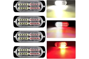 yifengshun 4X 20LED Rouge et Blanc Led Stroboscope Voiture Avertissement D'urgence Clignotant Strobe Lights Bar 12-24V Étanche pour la Construction Véhicule de Remorquage Van