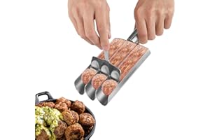 NQEUEPN Macchina per Polpette Tripla con Paletta da Taglio, Paletta per Polpette Strumenti Manuali per Preparare Polpette da Cucina Creativa per Sorbetto Pasta per Biscotti a Cooping Rapido(Tre Tubi)