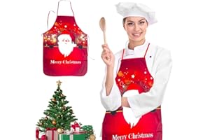 HBSFBH Weihnachtsküchen Schürze, Gedruckt Schürze Weihnachten Küche Backen Schürzen, Kreativ Kochschürze, Lustig Geschenk Schürze Familie Abendessen Kochen Weihnachten Kleidung Dekoration