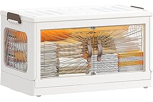 EnHomee Storage Boxes with Lids, Bathroom Storage, 39L 1-Tier Stackable Storage Boxes Large Plastic Storage Drawers with Wheels, Kitchen Storage & Organisation, Clothes Storage, Bedroom Storage