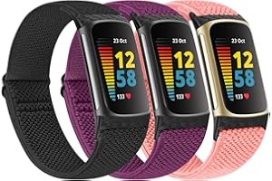 Huamanlou Elastic Sport Strap Compatible with Fitbit Charge 6 Strap/Fitbit Charge 5 Strap Women Men, Soft Adjustable Breathable Nylon Replacement Wristband for Fitbit Charge 6/Fitbit Charge 5