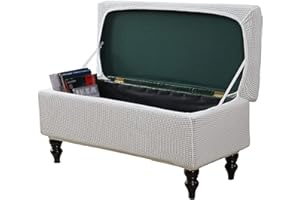 JHLD Stretch Ottoman Cover Rectangle, Ottoman Slipcovers soft Removable Washable Footstool Protector Covers Elastic Storage Ottoman Slipcover For cats dogs -White-medium