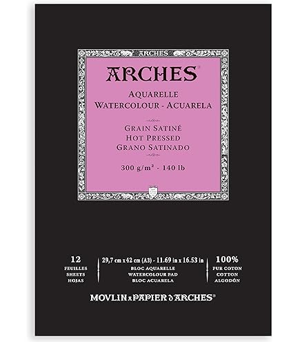 Arches Aquarelle 100 Thick 300g Gluing Pad 4L 31x41 20 Sheets Natural White - View #6