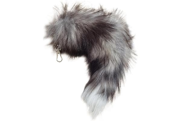 Hperu Räv svans, 40 cm falsk therian svans nyckelring realistisk accessoar för handväska ryggsäck cosplay