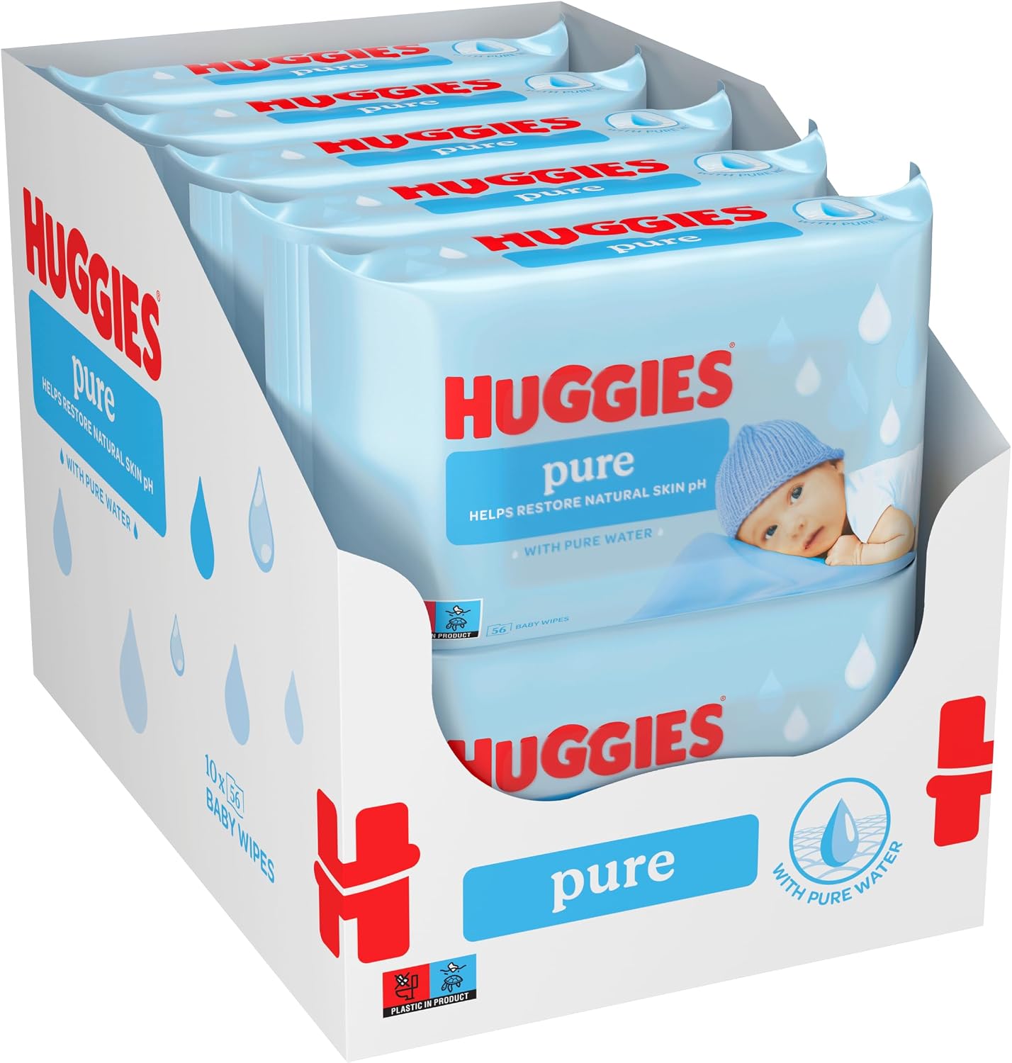Huggies Natural Care - 560 lingettes bébé - 10x56 lingettes - à l'aloe vera - À base de fi - Mise en situation et utilisation
