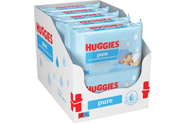 Huggies Lingettes Pure pour bébé, 18 paquets (1008 lingettes au total) - Lingettes à 99% d'eau pure - Sans parfum pour un nettoyage tout en douceur - Lingettes humides naturelles
