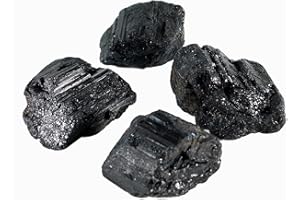 Soulnioi Crystals and Healing Stones 4pcs Raw Black Tourmaline Obsidian Stones for Protection Security Meditation