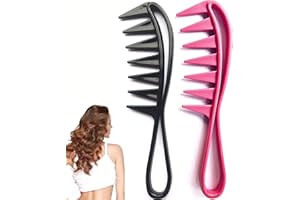 CROMPI Peigne Cheveux Dent Large Pour Démêlant Cheveux Bouclés, Lisses, Frisés, Afro, Barbe Antistatique, Résistant À La Chaleur À Coiffure Professionnel, Brosse Homme, Femme Ou Enfant (ROSE)
