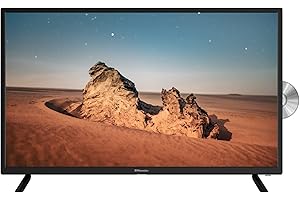 EMtronics 32 inch HD LED TV with Built-in DVD Player, Freeview, HDMI, USB Media Player, COAXIAL, AUX, PVR Recording - Black