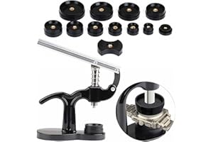 XJYMCOM 13pcs Watch Press Set Vanadium Steel Watch Battery Replacement Kit Watchmaker Watch Repair Tool Kit Watch Back Case Closer with 12 Press Plates