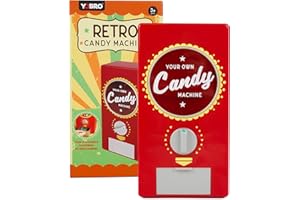 YOBRO Distributore di caramelle retrò, distributore automatico di gomma da masticare e noci, distributore di snack per chicchi di caffè, distributore automatico divertente per casa o ufficio, 3 anni (rosso)