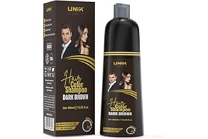 UNIK Care Hair Dye Shampoo Black 400ml – 3-in-1 Hair Color, Shampoo & Conditioner – Long-Lasting Natural Hair Color for Men & Women – Covers Grey Hair Instantly – Ammonia-Free (Dark Brown)