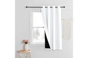 PONY DANCE Cortinas Salon Blancas Cortina Opaca Termica Aislante 140x160 CM Cortinas Dormitorio Cortas 1 Pieza Cortinas 100% Blackout Cortinas Modernas con Ojales Cortina Anti Luz, Blanco