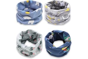 YMIFEEY 4 Stück Kinder Schals Baby Jungen Mädchen Schlauchschal Baumwolle Neck Warmer Loop Schals Halstuch Nackenwärmer Winddicht Halstücher Multifunktionstuch für Winter, Frühling, Herbst