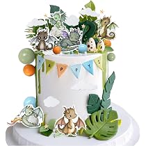 Set Di 33 Decorazioni Per Torta Con Drago - Compleanno A Tema Fantasy, Con Cupcake, Nuvole E Palline