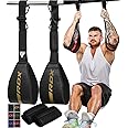 RDX AB Straps for Pull Up Bar Hanging (Pair), Maya Hide Leather, Abdominal Muscle Building Padded Arm Support Slings with D-Ring Strap, Leg Raise Exercise Fitness Workout Strength Training, Men Women