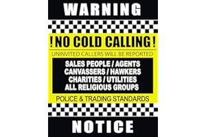 SUNZEL Pack of 2 NO COLD CALLING Sign 100 mm x 120 mm Self Adhesive Waterproof Vinyl Stickers