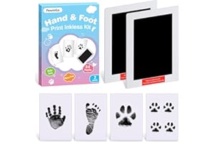 PewinGo XL Size Baby Handprint and Footprint Kit,2 Baby Inkless Print Pads,4 Imprint Cards,Safe for Baby,Baby Footprint Frame,Newborn Keepsake Gifts,Paw Print Kit,Newborn Essentials,Black