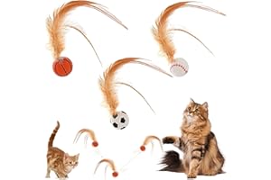 HBSFBH Balle rebondissante pour Chat avec Plume,3Pcs Jouet Ball-e Plu-me pour C-hat,Balles Rebon-dissantes en Plumes pour Ch-at,Boules De Cha-t Rebondissantes À Plumes,Balles interactives pour ch-a-t (M2)