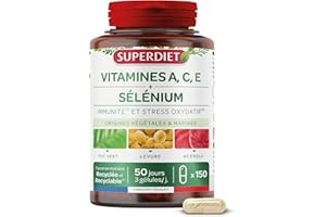 SUPERDIET - VITAMINE A,C,E ET SÉLÉNIUM – Immunité et Stress oxydatif – Nutrithérapie – Fabrication Française – 150 gélules