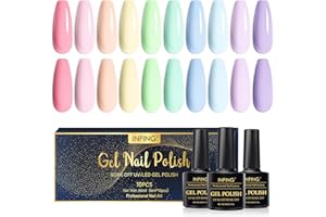 INPING Vernis Semi Permanent Pastel,10 Couleurs Macaron Rose Jaune Vert Bleu Violet Vernis Gel UV Semi Permanent,Printemps D'été Vernis à Ongles Pour Débutant DIY Nail Art, 8 ML