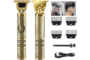 AXCEED Tagliacapelli Uomo Professionale, Rasoio Capelli Cordless Regolabarba Elettrico Barba con 4 Pettine Guida, Ricarica Micro USB Trimmer T-Blade