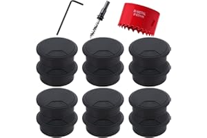 CHUNER 12 Pezzi Passacavi Scrivania, 60mm Passacavi per Scrivania Rotondi, Pressacavo Tappo Passacavi Rotondi con 1 Sega a Tazza 60 mm, per Tavoli, Scrivanie, Pareti, Ufficio, Casa