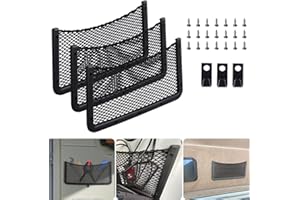 NIERBO 3 Stück Gepäcknetz 42 * 21CM Mit Haken Aufbewahrungsnetz Auto Car Trunk Storage Net mit Schraube Auto Ablagenetz für Wohnwagen, LKW, Transporter Lieferwagen