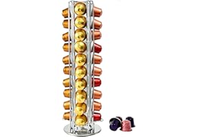WROBIC Worbic Coffee Capsules Holder for Nespresso, Coffee Pod Holder for 40 Coffee Capsules, Rotating Design, Coffe Storage Rack for 40 Pcs Pods，Silver