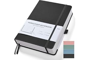 GOSIRM Notebook A5 liniert Journal Notizbuch - 320 Nummerierte Seiten Hardcover Notizbücher mit Frei Haftnotizen Teiler/Innentaschen, 100g/m² Tintenfestes Papier, für Frauen Männer Büro Schule, Schwarz