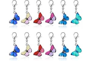 Aster 12 Pièces marqueur pour tricot et crochet, 6 Couleurs Alliage Émail papillon Crochet Point Marqueur Charmes Amovible Marqueur Tricot Crochet pour Tissage Tricotés Couture Quilting