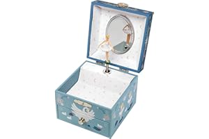 TROUSSELIER - Ballerina - Carillon musicale per ragazza - Scatola per gioielli musicale fosforescente - Ideale regalo per nascita, compleanno o battesimo ragazza - brilla nella notte - Musica Il Lago