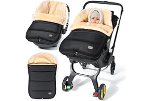 Orzbow Baby Car Seat Footmuff, Adjustable Car Seat Blanket for Baby with Zip, Easy Access, Waterproof Winter Baby Car Seat Cover with Pongee Fabric, Warm Faux Woolen Fleece, Elegant Black