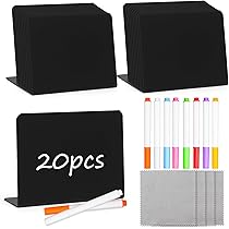 Lavagnette Feste Buffet 30 Pezzi Mini Lavagna Piccola, 100x75 Mm Lavagnette Segnaposto, Forma Di L Cartellini Prezzi Con 7 Penna, Per Panetteria, Matrimonio, Buffet, Caffè (Nero Set 20 Pezzi 100x75 Mm