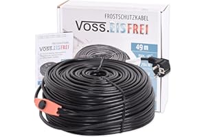 49m Frostschutz Heizkabel mit Knopf-Thermostat VOSS.eisfrei, 230V, Heizleitung Zum Schutz von Wasserleitungen und Weidetränken