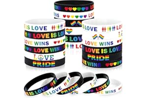 JUNEBRUSHS 42pcs Rainbow Gay Pride Silicone Bracelets LGBT Support Rubber Wristbands for Pride Day Month Parades Decorations Party Accessories Supplies