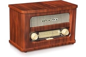 Madison - MAD-RETRORADIO - Vintage radio bateryjne z FM, Bluetooth, AUX-IN 10W - wykończenie drewniane