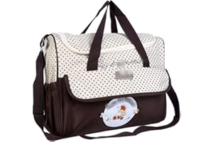 Jitong Décontractée Sac à Main Tote Para Maman Brodé Grande Capacité Sacs à Langer Bébé Sac Bandoulière (Café, 38 * 18 * 30cm)