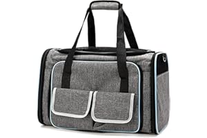 PETCUTE Trasportino Morbido per Cani,Espandibile su entrambi i lati,Pieghevole Trasportino per Gatti e Cani con Morbido Letto in Pile,Traspirante Trasportino Cane Taglia Piccola con Tasche Laterali