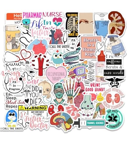 Dokters-stickerset - vinylstickers met medisch thema voor laptops, waterflessen en notitieboeken | grappige en duurzame stickers voor verpleegsters, artsen en de gezondheidszorg, water Dokters-stickerset - vinylstickers met medisch thema voor laptops, waterflessen en notitieboeken | grappige en duurzame stickers voor verpleegsters, artsen en de gezondheidszorg, water