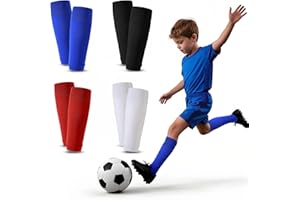 RoserRose 4 Paare Stutzen Kinder Fußball, Fussball Tube Stutzen, Schienbeinschoner Socken, Stutzen Ohne Socken, Sportsocken Trainingssocke Fußballstutzen für Kinder Outdoor Sport