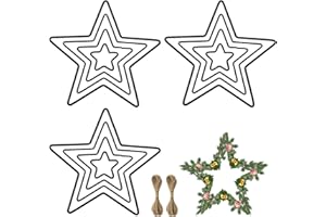 JINXIAN 12 Stück Schwarz Metallringe zum Basteln ø 5cm 10cm 15cm 20cm Kranz Rohling mit 2 Hanfseilen Deko Stern für DIY Festtags Hochzeits Traumfänger Blumenschmuck