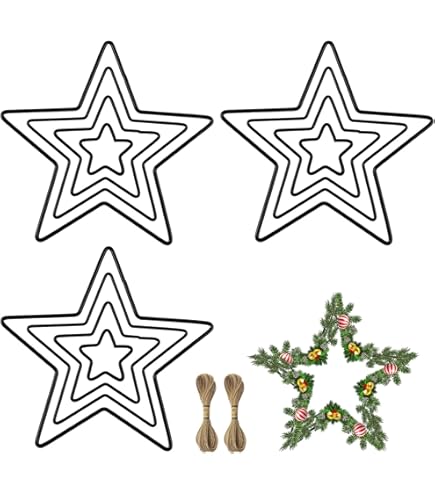 3 Metallsterne Zum Basteln - Schwarz, 15-20-25 Cm Für Traumfänger & Deko