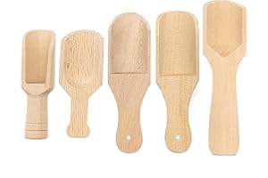 HAOBIN 5 szt. mini mini mini łopatka drewniana z drewna, mini łopatka do herbaty, mini łyżeczka na słodycze z drewna, wysokiej jakości drewno, przybory kuchenne, do kawy, przypraw, herbaty