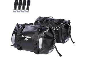‎WILD HEART WILD HEART wasserdichte Tasche Motorrad Satteltasche 40L（20L*2 Tankrucksack Motor Seitentasche (Schwarz)