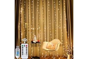 AVACOM Luces de Cadena de Cortina 3mx3.3m, 330 LED Cortina de Luces con Mando, 8 Modes y Temporizador, USB Luz de Cortina Decoración de Interiores, Fiesta, Navidad(Blanco Cálida)