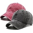 PFFY 2 Packs Vintage Washed Distressed Baseball Cap Dad Golf Hat for Men Women