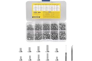 ALAHUGYEF 500 Pezzi M2 M2.5 M3 Viti a Macchina a Testa Svasata, Kit Assortimento di Viti Phillips a Testa Piatta a Svasata a Croce per Computer/Laptop/PC di Riparazione, argento
